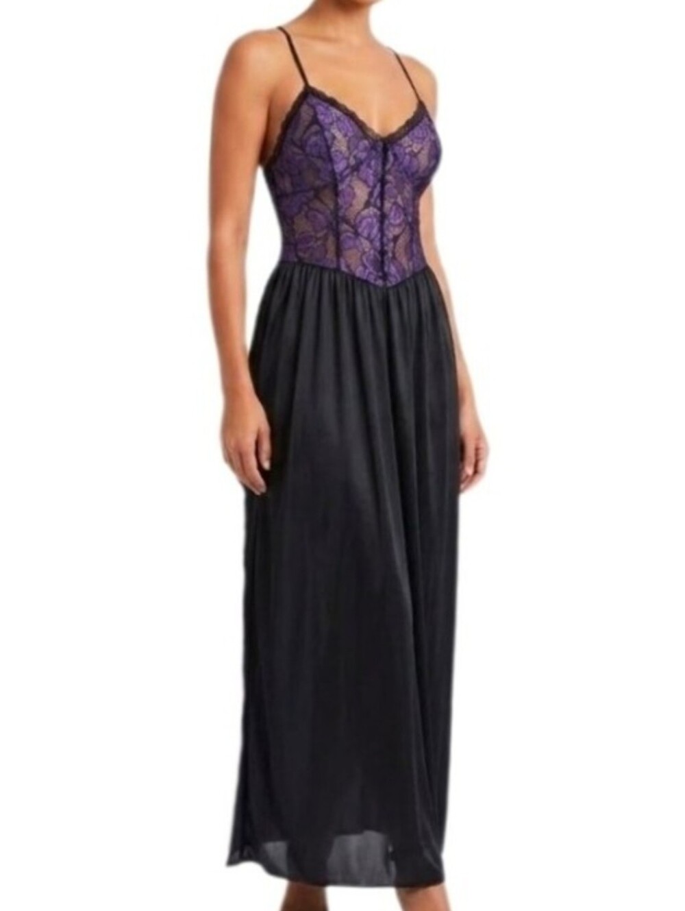 Petra Fashions Slip Dress Lingerie Lace Bodice Purple Size S